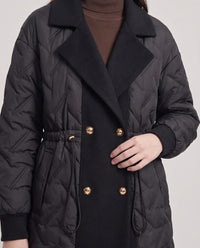 Veste matelassée mi-longue à grand col tailleur