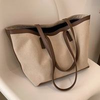 Grand sac cabas en toile bicolore zippé