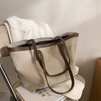 Grand sac cabas en toile bicolore zippé