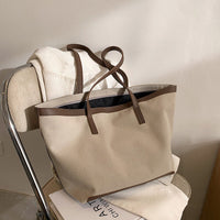 Grand sac cabas en toile bicolore zippé