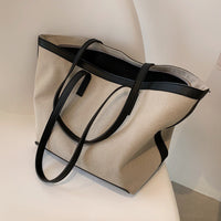 Grand sac cabas en toile bicolore zippé