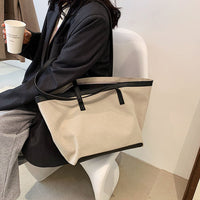 Grand sac cabas en toile bicolore zippé