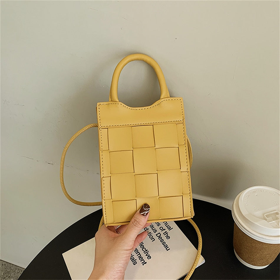 Mini sac à main tressé en simili cuir